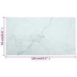 Table Top White 120x65 cm 8mm Tempered Glass with Marble Design 322260
