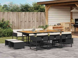 11 Piece Garden Dining Set with Cushions Black Poly Rattan 3211335