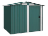 Garden Metal Tool Storage Shed with Sliding Door, Sloped Roof and Floor Foundation, 152 x 132 x T3398P328395