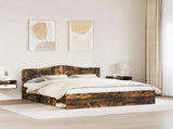 Bed Frame Smoked Oak 200 x 200 cm Solid Pine Wood 3412857