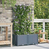 Garden Planter 2 pcs LiGht Grey 80 x 40 x 142 cm Plastic 42002897