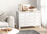 Modern Chest of Drawers, 5 Drawer Storage Cabinet with Metal Handles and Runners for Bedroom, White T3398P344211