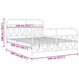 Metal Bed Frame without Mattress with Footboard Black 140x200cm 377136