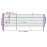 Fence Panel with Posts Iron 522x160 cm Green 278672