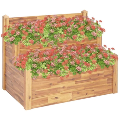 2-Tier Garden Planter 110x75x84 cm Solid Acacia Wood 46582