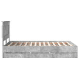 Bed Frame with Drawer Concrete Grey 135 x 190 cm Engineer Wood 3410184