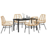 Garden Dining Set 5 pcs Brown Poly Rattan 3380864