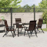 Garden Dining Set 5 pcs Brown Powder-Coated Steel 3379263