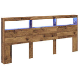 Headboard with Shelf Old Wood 220 x 17 x 102 cm Engineered Wood 886256