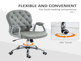 Office Chair Ergonomic 360&deg Swivel PU Diamante Padded Base 5 Castor Wheels for Home Work Grey T3398P344758