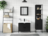 3 Piece Bathroom Furniture Set Black Engineered Wood 3214800