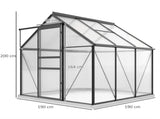 190 x 190cm Walk-In Polycarbonate Greenhouse T3398P377632