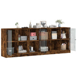 Bookcase with Doors Smoked Oak 204x37x75 cm Engineered Wood 3206535