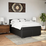 ZNTS Box Spring Bed with Mattress Black 160x200 cm Faux Leather 3286128