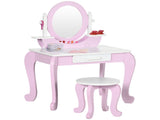 Kids Dressing Table Set, with Mirror, Stool, for Ages 3-6 Years - Pink T3398P422145