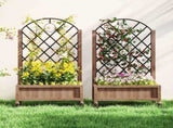 Raised Garden Bed with Metal Trellis, Pack of 2 Wooden Elevated Planter Box with Wheels and Drainage T3398P317809
