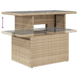 Garden Table with Glass Top Beige 100x55x73 cm Poly Rattan 366059