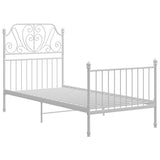 Bed Frame White Powder-coated metal Single Durable Bed Frame 324842