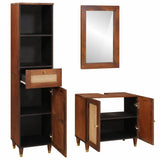 Bathroom Cabinet 3 pcs Brown and Black Solid Mango Wood 3310172