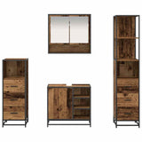 Bathroom Furniture Set with Door 4 pcs Old Wood Engineered Wood 3402542