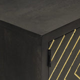 Sideboard Black and Gold 110x30x75 cm Solid Wood Mango 353912