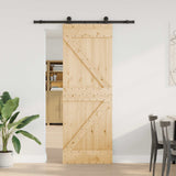 Sliding Door NARVIK 70 x 210 cm Natural and Black 3445215