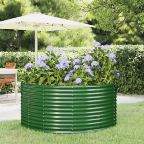 Garden Raised Bed Green 140x140x68 cm Galvanised Steel 319088