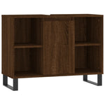 ZNTS 3 Piece Bathroom Furniture Set Brown Oak Engineered Wood 3190314