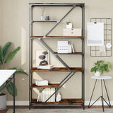 Bookshelf Smoked Oak 91x36x176 cm Engineered Wood and Steel 835416