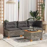 Garden Table Grey 55x55x36 cm Poly Rattan Acacia Wood 365930