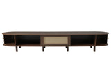 TV Stand with 1 Rattan Drawer and 2 Sliding Doors,Oval TV Cabinet Storage Sideboard with Rounded N605P339346B