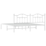 Metal Bed Frame without Mattress with Headboard White 193x203cm 353494