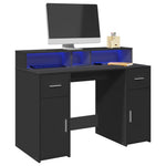 Desk with LED Lights Black 120x55x91 cm Engineered Wood 3309412