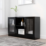 Vitrine Black Engineered wood, glass 120 cm x 30.5 cm x 70 cm 802787