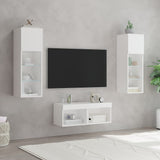 4 Piece TV Wall Cabinets with LED Lights White 3216576