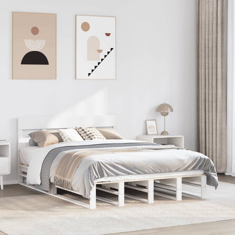 Bed Frame without Mattress White 140x190 cm Solid Wood Pine 3302316
