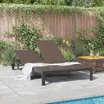 ZNTS Sunbed with Cushions and Wheels 2-Person Brown Poly Rattan 42004132