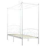 284469 Canopy Bed Frame without Mattress White Metal 100x200 cm