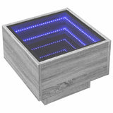 Side Table with LED Grey Sonoma 40x40x30 cm Engineered Wood 847502