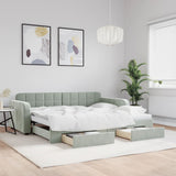 Daybed with Trundle&Drawers without Mattress Light Grey 90x190 cm 3197023