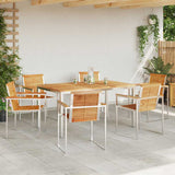 Garden Dining Set 7 pcs Solid Teak Wood and Stainless Steel 3334824