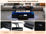 Lift-Top Coffee Table, Highgloss Centre Table with 1 drawers & LED lights, Hidden storage space, N605P388254B