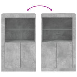 Side Cabinet with LED Lights Concrete Grey Engineered Wood 836626