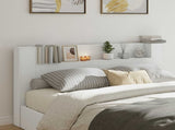 Storage Headboard with LED White Engineered Wood 3418683