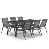 7 Piece Garden Dining Set Grey and Black 3095988