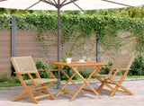 Bistro Set Beige Solid acacia wood, Poly Rattan Compact Foldable 3281876