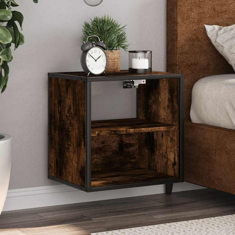 ZNTS Wall-mounted Bedside Cabinets 2 pcs Smoked Oak 40x31x39.5 cm 848749