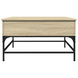 Coffee Table Sonoma Oak 80x80x45 cm Engineered Wood and Metal 845402
