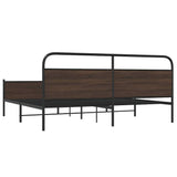 Metal Bed Frame without Mattress Brown Oak 183x213 cm 3318711