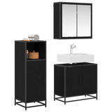 Bathroom Furniture Set 3 pcs Black Oak Engineered Wood 3402368